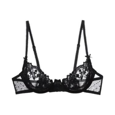 Imagem de Conjunto De Bralette Ultra-Fino Sem Fio Com Recortes Em Renda MOYISU P