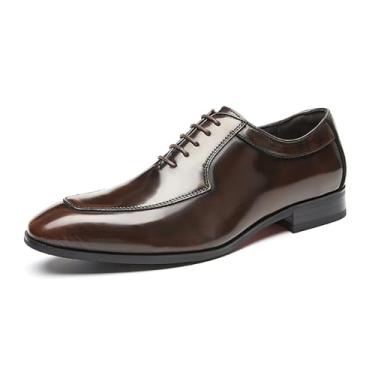 Imagem de Sapatos masculinos de couro Derby Sapatos de casamento britânicos sapatos masculinos Oxford Business Shoes, Marrom escuro, 42