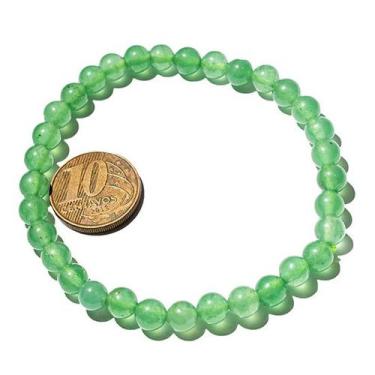 Imagem de Pulseira Bolinha 6mm Pedra Quartzo Verde Natural Fio Silicone - Crista