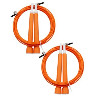 Imagem de Kit Cordas de Pular Profissional 3m Ajustável Cabo de Aço Revestido de Alta Durabilidade Resistente à Oxidação Ideal para Exercícios em Casa e Academia (2, Laranja)