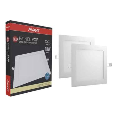 Imagem de 2X Kit 2 Painel Plafon Led 18W Quadrado Embutir Luminária