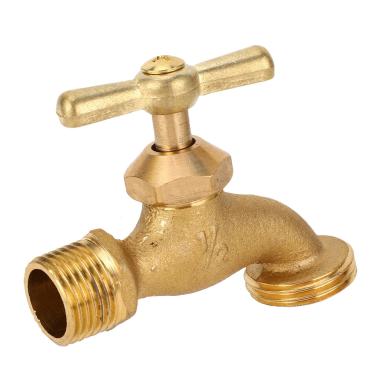 Imagem de FTVOGUE Mangueira de Irrigação de Latão Bibb 1/2 Polegada MIP X 3/4 Polegada MHT Válvula de água Externa Resistente para Conexão de Mangueira de Jardim a Tubo de Cobre ou Galvanizado