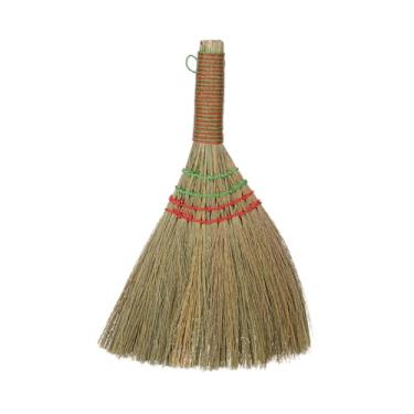 Imagem de Vassoura para batedor de 30,5 cm, vassoura de milho natural, com palha, cabo curto feito à mão, com cabide, para uso interno e externo