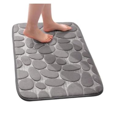 Imagem de Tapete de banho macio e confortável para banho, absorção rápida de água, lavagem à máquina, tapetes de banheiro (cinza, 40 x 60 cm (15,7 x 23,6 pol))