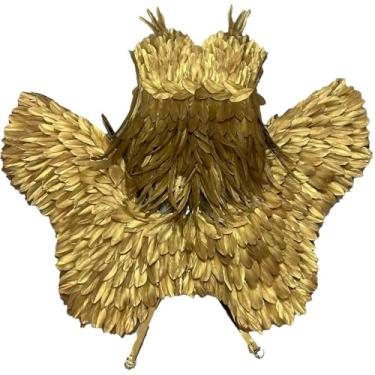 Imagem de Earthradius Women Sexy Strapless Feather costume Hot dance party underwear night show performance model catwalk suit (Gold, L)