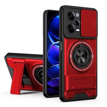 Imagem de SORAKA Capa para Xiaomi Redmi Note 12 Pro Plus 5G com suporte,proteção de lente com janela e capa dupla de PC e TPU compatível com suporte magnético para carro