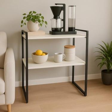 Imagem de Cantinho do Café Buffet Aparador Estilo Industrial Elegante Ferro e MDF Multiuso (Off white/Preto)