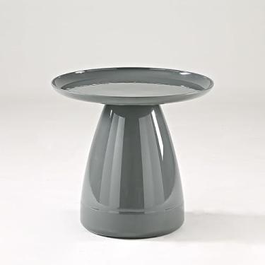 Imagem de Mesa de canto redonda mesa de chá creme vento sala de estar sofá lateral vários quartos canto de cabeceira vários criativos ins pequena mesa redonda lateral (cor: A1) (cinza)