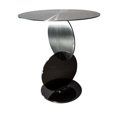 Imagem de Mesa lateral redonda pequena moderna, mesa de canto de metal moderna, mesa de cabeceira, mesa de centro para sala de estar, quarto e sofá, 48 x 54 cm simples