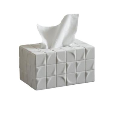 Imagem de Capa de caixa de lenços mesa de café mesa de jantar quarto caixa de guardanapo personalizada linda caixa de lenços domésticos caixa de gaveta de grande capacidade suporte de caixa de lenços (branco)