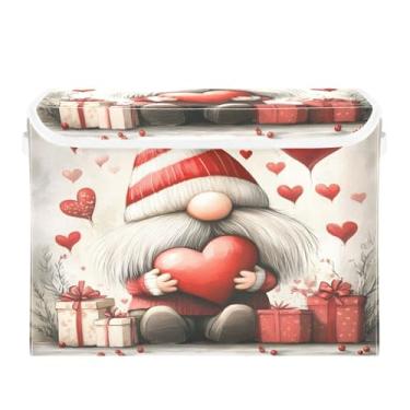 Imagem de STAYTOP Cestos de armazenamento fofos de gnomo para o Dia dos Namorados com tampas e alça de transporte, caixas de armazenamento dobráveis organizadores de recipientes para casa, quarto, armário