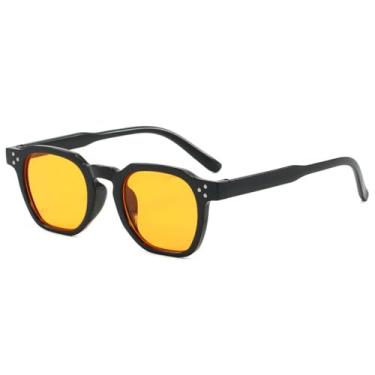 Imagem de Óculos de Sol UV400 - Armação Pequena em Jelly Color com Rebites e Lentes Degradê para Homens e Mulheres, Ideais para Esportes ao Ar Livre, Corrida e Ciclismo, nas Cores Preto e Laranja