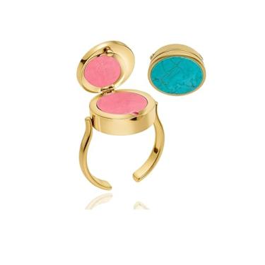 Imagem de LIU JUN Anel de protetor labial para dedo para mulheres, armazenamento de batom de design de armazenamento de emergência anéis de retoque rápido joias de presente vintage exclusivas, Large, Cobre, Sem