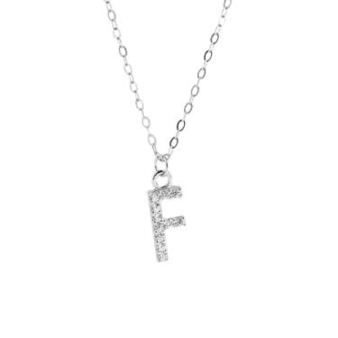 Imagem de 1 colar de diamante completo banhado a prata com letras A-Z para mulheres, joia fina, presente para mamãe, 41+6cm, Cobre, Sem Pedra Preciosa