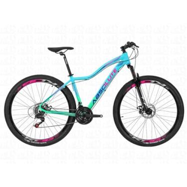 Imagem de Bike Absolute Hera Aro 29 Alumínio 21V Suspensão 80mm Freio a Disco Transmissão 3x7 MTB Versátil Feminina para Lazer,15,Azul Verde