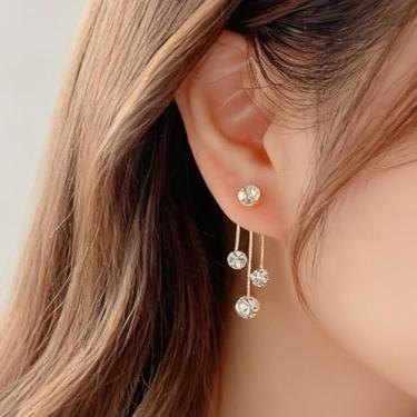 Imagem de Brincos pendentes de borla banhados a ouro para mulheres delicados brincos de gota de cristal pérola joias modernas para mulheres, One Size, Metal, Sem pedra preciosa