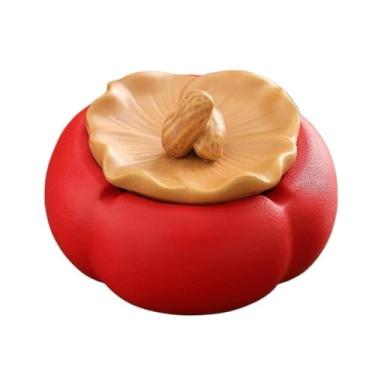 Imagem de Porta-cinzas Cinzeiro de cerâmica com tampa caqui para sala estar, escritório, mesa, cinzeiro cor sólida(Yellow)