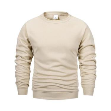 Imagem de Moletom Masculino De Manga Longa Com Gola Redonda Em Cor Sólida Casual
