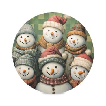 Imagem de STAYTOP Lindo boneco de neve de Natal, jogo americano redondo, 6 peças, tapetes de mesa antiderrapantes fáceis de limpar para casa, cozinha, churrasco, festa, decoração de mesa
