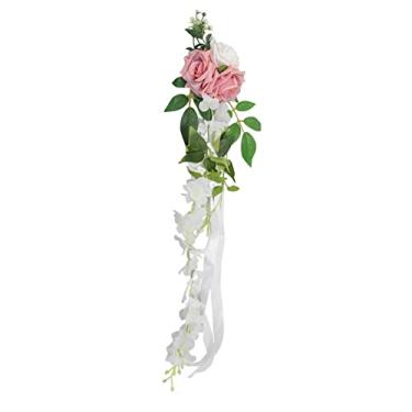 Imagem de Decoração de Cadeira Casamento com Rosa Artificial Realista - Forma Completa Camadas Abundantes Flor Elegante para e Festa Reutilizável Fácil Usar