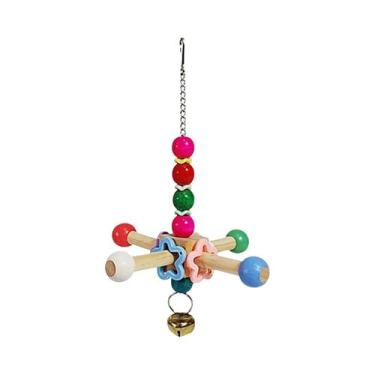 Imagem de Brinquedos De Madeira Natural Multicoloridos Para Pássaros, Brinquedos