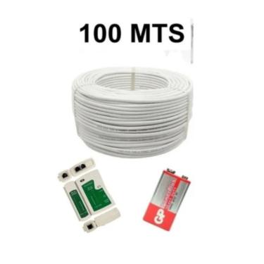 Imagem de Kit 100 Mts De Cabo Rede Cat 5 - Rj45 + Testador Rj45