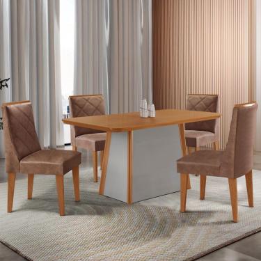 Imagem de Mesa De Jantar Diane 120cm Tampo Mdf Lam 4 Cadeiras Isadora