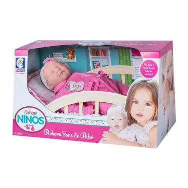 Imagem de Brinquedo Infantil Boneca Nino's Reborn Dormindo com Acessórios Recome