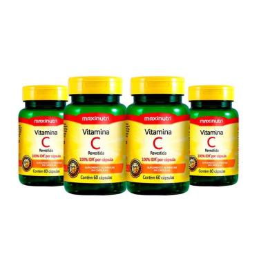 Imagem de Kit 04 Vitaminas C Revestida 100% Idr Maxinutri 60 Capsulas