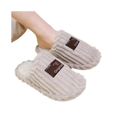 Imagem de Pantufas De Inverno Em Corduroy Para Casal, Antiderrapantes, Leves E C