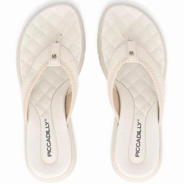 Imagem de Chinelo de Dedos Esporão Piccadilly Feminino Anabela Médio Cor:Off Whi