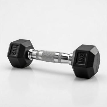 Imagem de Halter Dumbell Ahead Sports 1kg Sextavado Emborrachado Pegada Cromada
