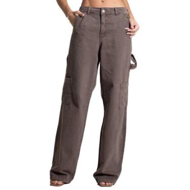 Imagem de Calça Sarja Sawary Reta - 282663 - marrom 42, Marrom, 42