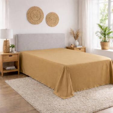 Imagem de Lençol Queen Micropercal 400 Fios Sem Elástico – 1 Peça Alta Qualidade