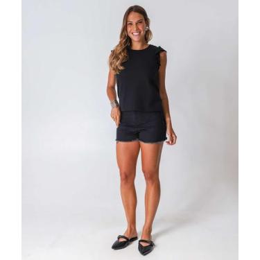 Imagem de Short Feminino Boyfriend Uber Jeans Preto-87027, 46, Preto