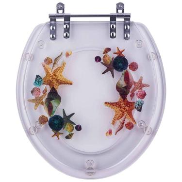 Imagem de Acento Sanitário Transparente Decorada Fundo Do Mar Conchas