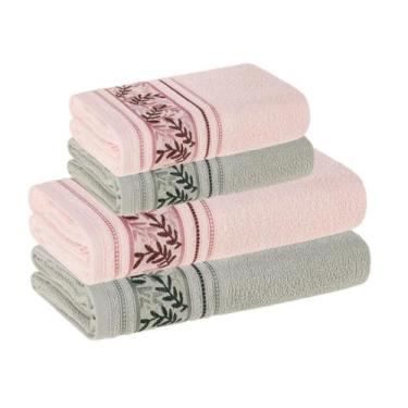 Imagem de Jogo de Toalhas de Banho Karsten Percal de Algodão 4 Peças, Marshmallo