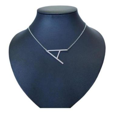 Imagem de Colar Mandala Letra Transversal Deitada Dourada Ou Prata - De Castro j