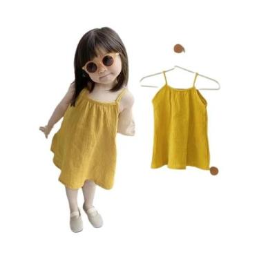 Imagem de Vestido De Verão Para Menina, Muslin De Algodão Respirável, Sem Mangas
