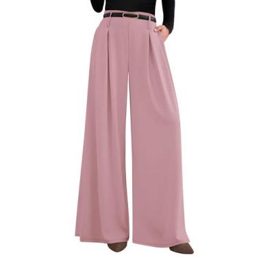Imagem de Calças PRETTYGARDEN 2025 Pantalona Cintura Alta Rosa XXL