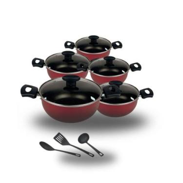 Imagem de Jogo De Panelas Caçarola 16 à 24 Cor vinho e preto Antiaderente  - ARS