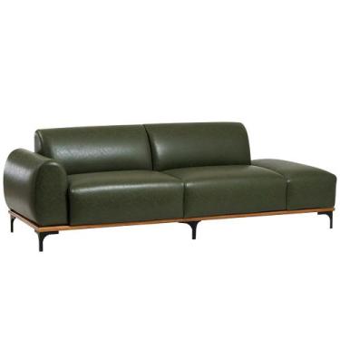 Imagem de Sofá Living Unne 3 Lugares 210cm Terminal Esq. Corano Sintético Verde 