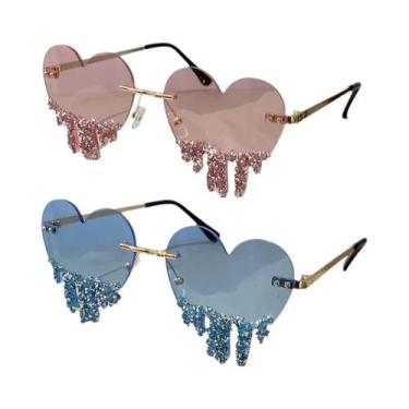 Imagem de Óculos De Sol Femininos Em Formato De Coração Com Strass Sem Aro, Ócul
