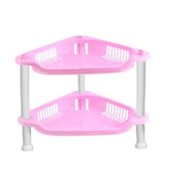 Imagem de Suporte Plástico Organizador Fruteira Cozinha 2 Andares - Ami, Rosa