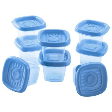 Imagem de Conjunto de Potes Plasútil Pop Quadrado Azul 70ml 8 Peças