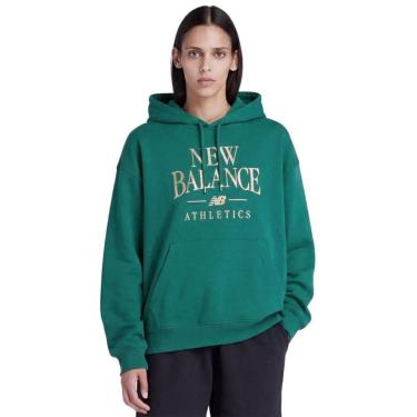Imagem de Moletom New Balance Com Capuz Linear Heritage Verde Feminino-Feminino
