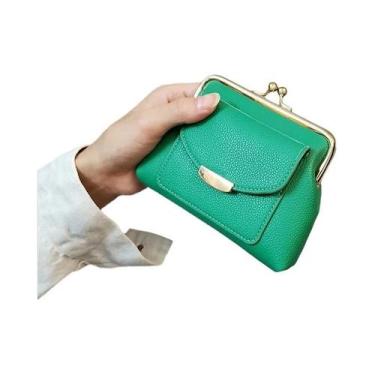 Imagem de Carteira De Moedas Feminina Pequena Em Couro PU Com Fecho Kiss Lock, B