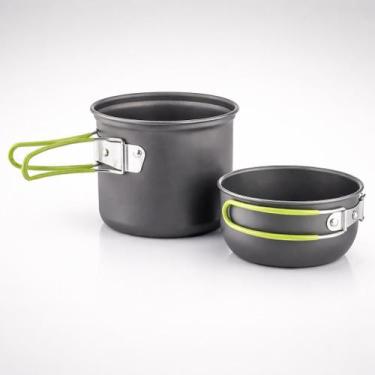 Imagem de Kit Panelas de Camping em Aluminio com 2 Pecas Compacto - Genérica