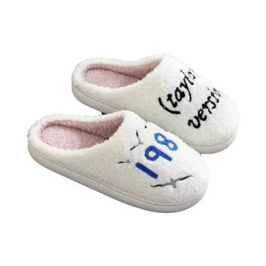 Imagem de Pantufas Femininas Quentes Antiderrapantes De Algodão Xadrez Com Borda