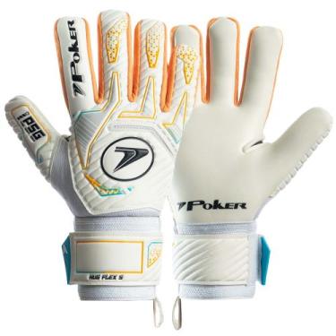 Imagem de Luva de Goleiro Hug Flex 5 Profissional - - Poker, Branco, Laranja, 10